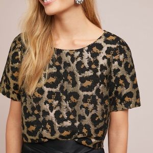 Anthropologie leopard top size Large